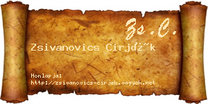 Zsivanovics Cirjék névjegykártya
